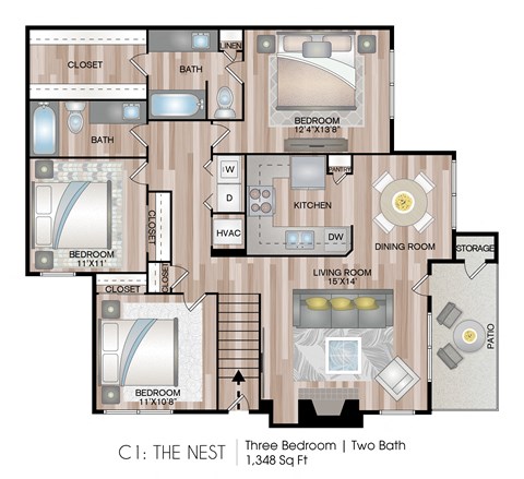 The Nest FP The Nest 1,348 Sq.Ft. FP at Blu on the Boulevard, Baton Rouge, LA